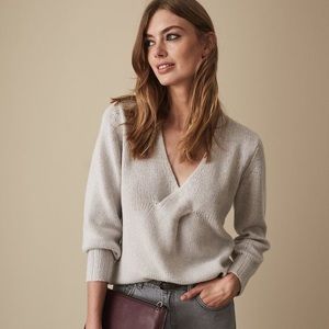 REISS kat twist deep v sweater size small s